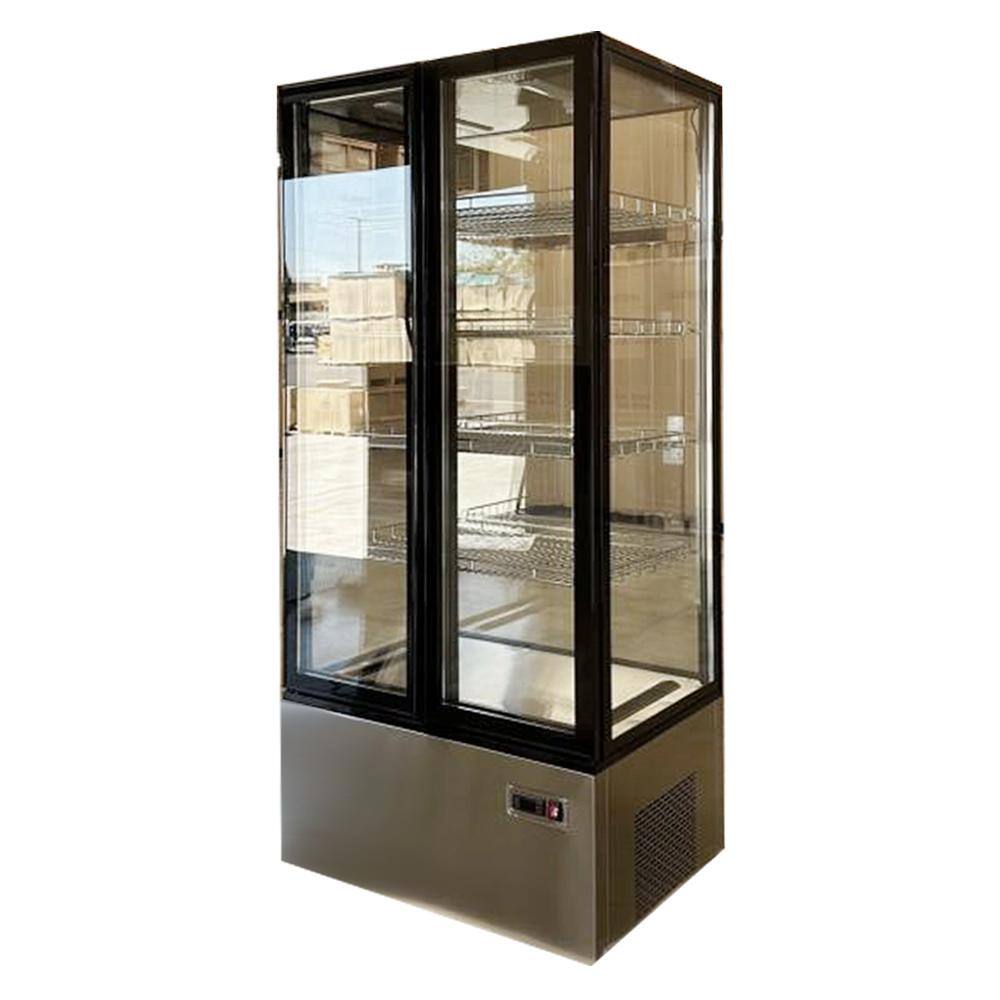 Cooler Depot 33 in. W 22 cu. ft. Commercial Upright 4 Sided Glass Swing Door Refrigerated Dispaly Case in Stainless Steel DXXCL-600