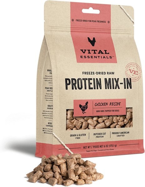 Vital Essentials Protein Mix-In Chicken Recipe Mini Nibs Grain-Free Freeze-Dried Raw Dog Food Topper