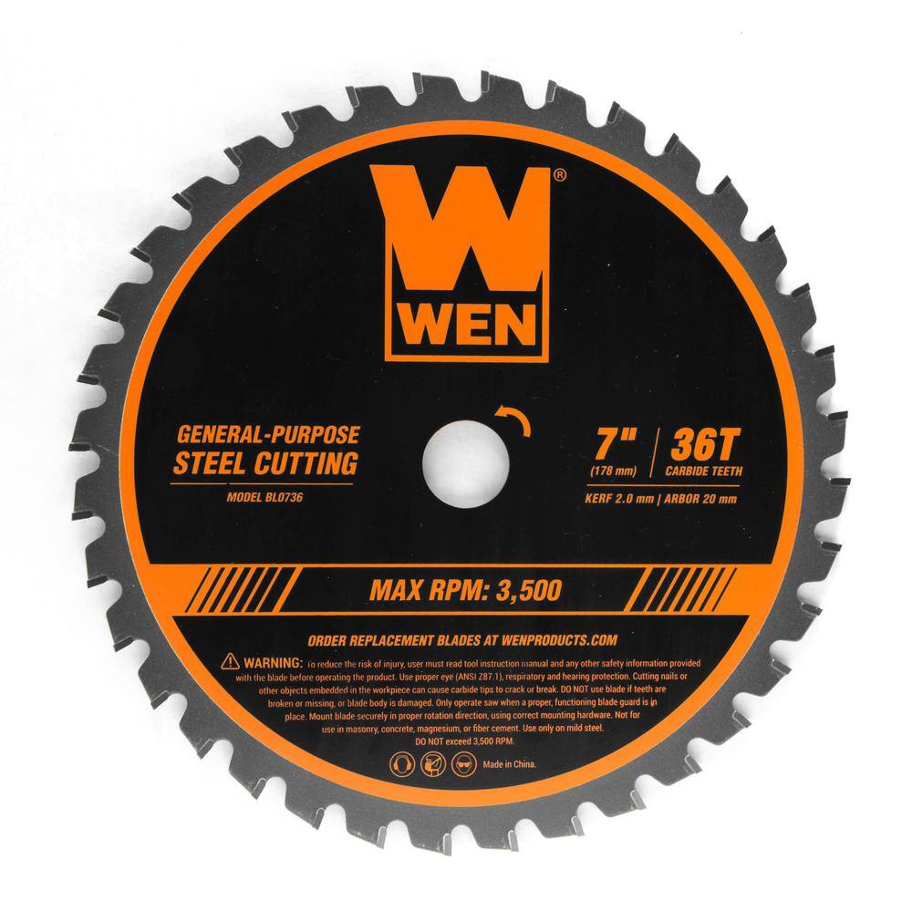 WEN 7 in. 36-Tooth Carbide-Tipped Professional Saw Blade for Steel Cutting BL0736