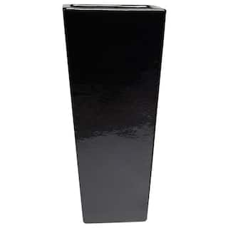 Emissary 15 in. L x 36 in. H Black Ceramic Square Planter with Drainage Hole 0964BK