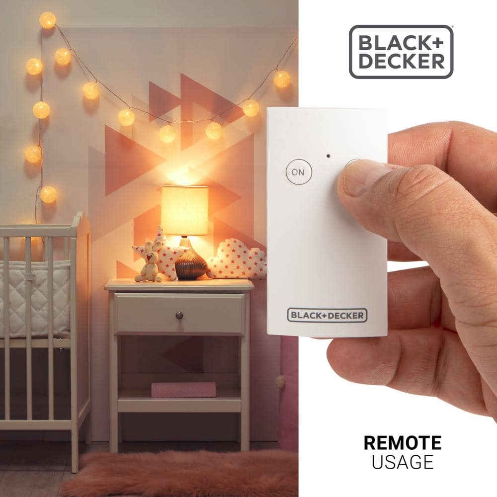 BLACK+DECKER 1 Amp to 10 Amp 1-Outlet Plug-in Indoor Wireless Remote Control System with 1 Smart Adapter Polarized, White BDXPA0001