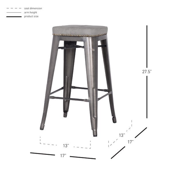 Metropolis PU Leather Metal Backless Counter Stool，Set of 4 - N/A