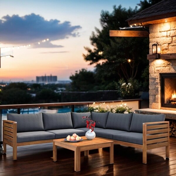 GO Wood Structure Outdoor Sofa Set Complete Patio Set，Highquality Cushions