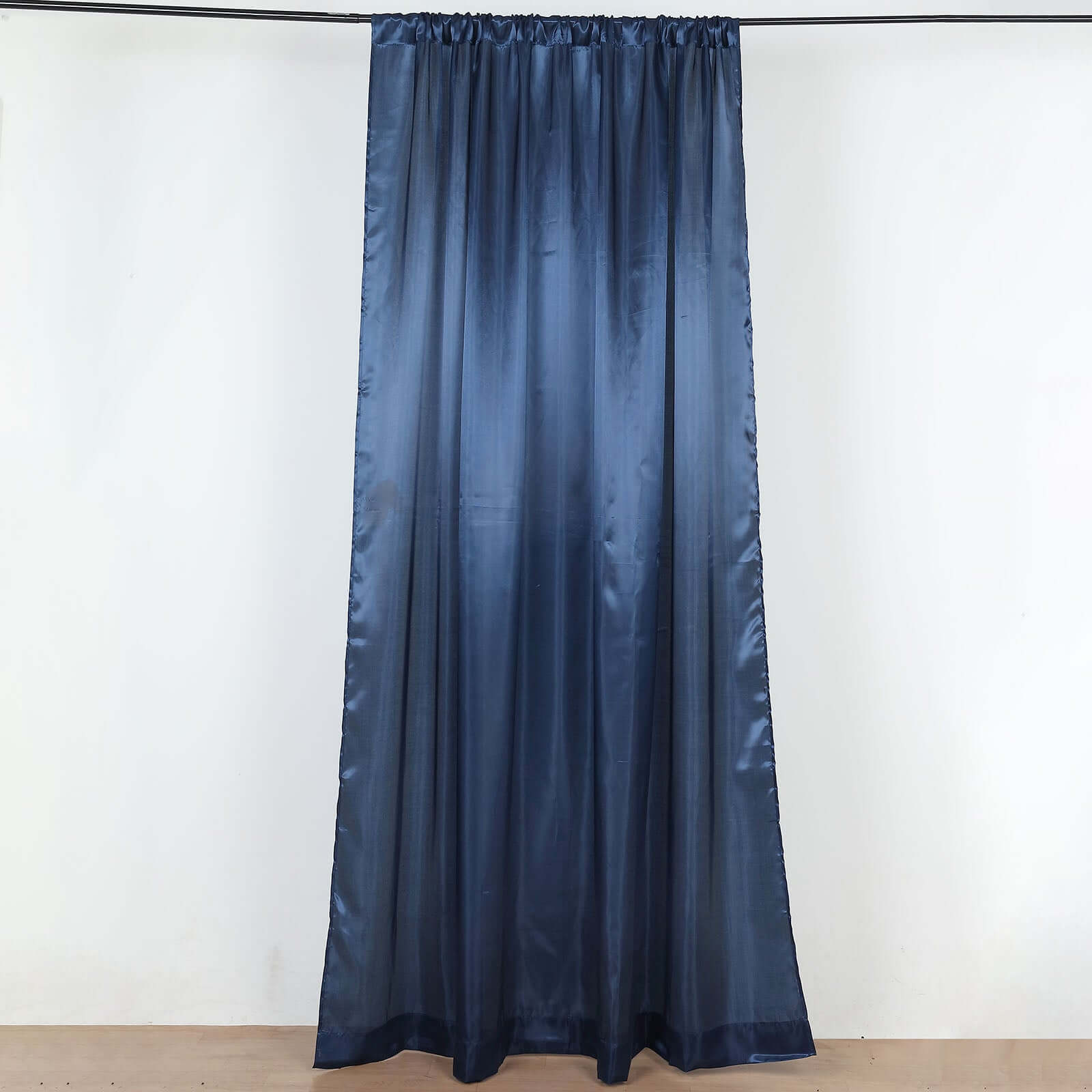 Navy Blue Satin Backdrop Drape Curtain, Photo Booth Event Divider Panel - 8ftx10ft