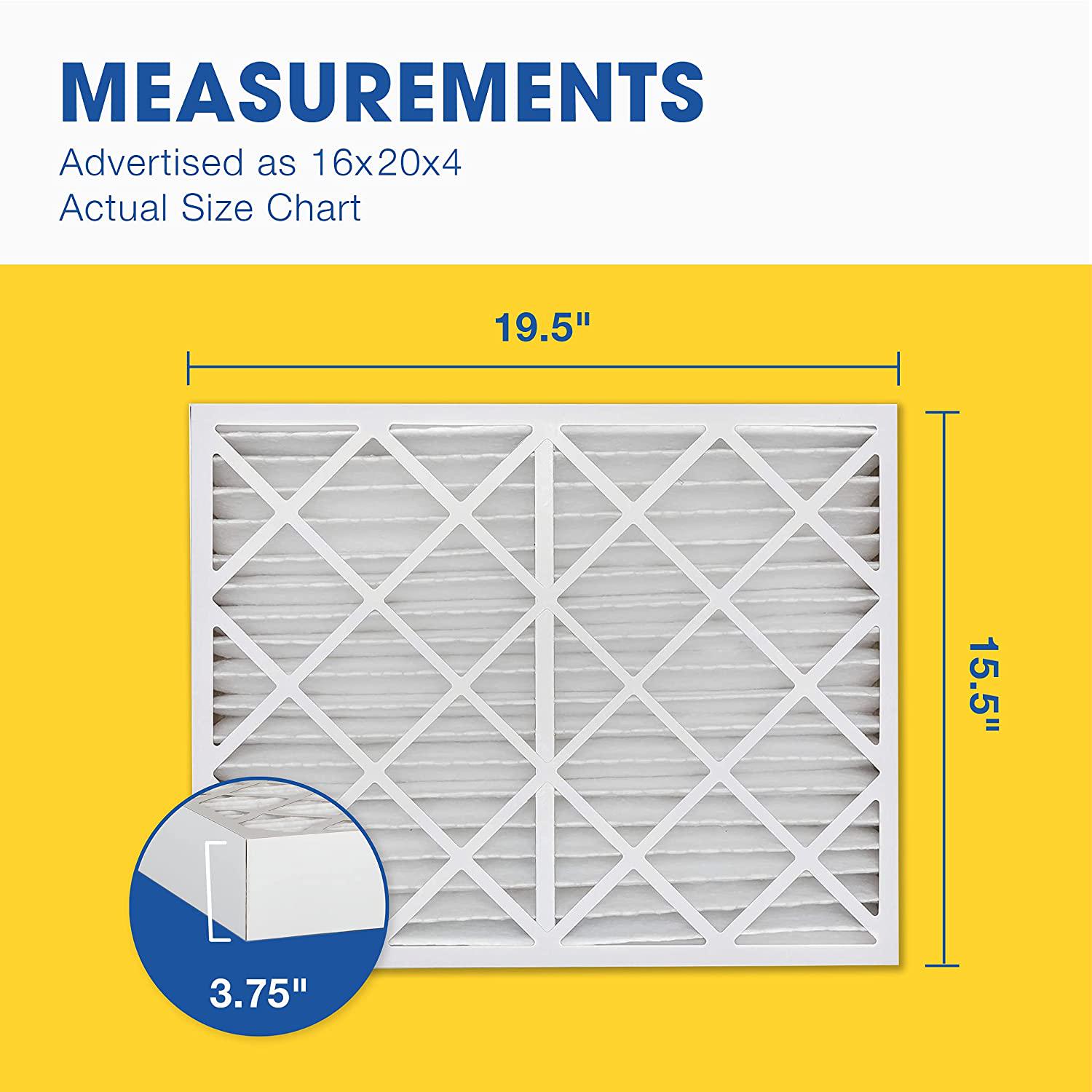 RENR 16x20x4 MERV 11 Pleated Air Filter， AC Furnace Air Filter， 6 Pack (Actual Size: 15 1/2 x19 1/2 x3 3/4 )