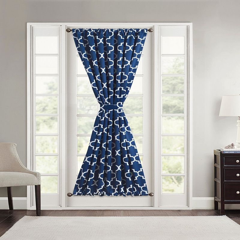 THD Lattice Print French Door Curtain Panel for Decorative Front Doors