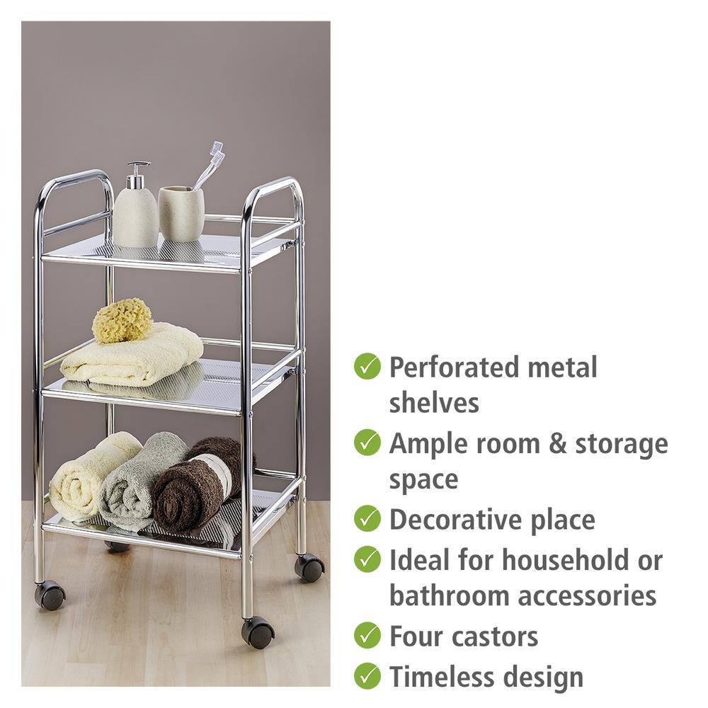 Wenko Exclusive 3-tier Chrome 4-Wheeled Bath Cart 12285100