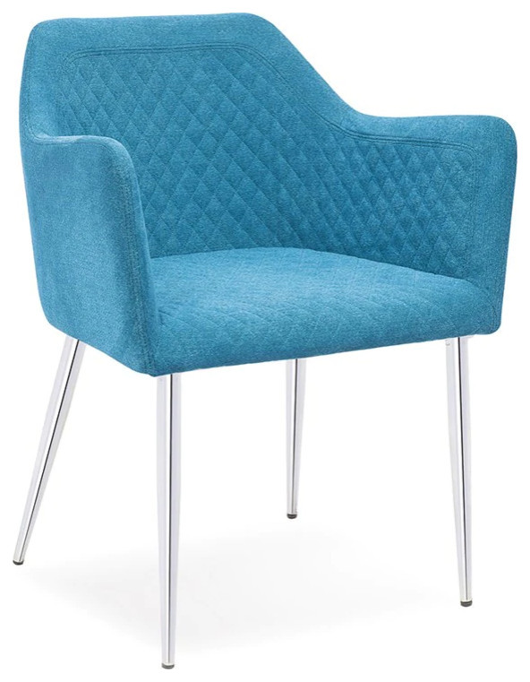 Isala Dining Chair  Blue Soft Fabric Seat With Chrome Legs   Midcentury   Dining Chairs   by Peachtree Fine Furniture  Houzz