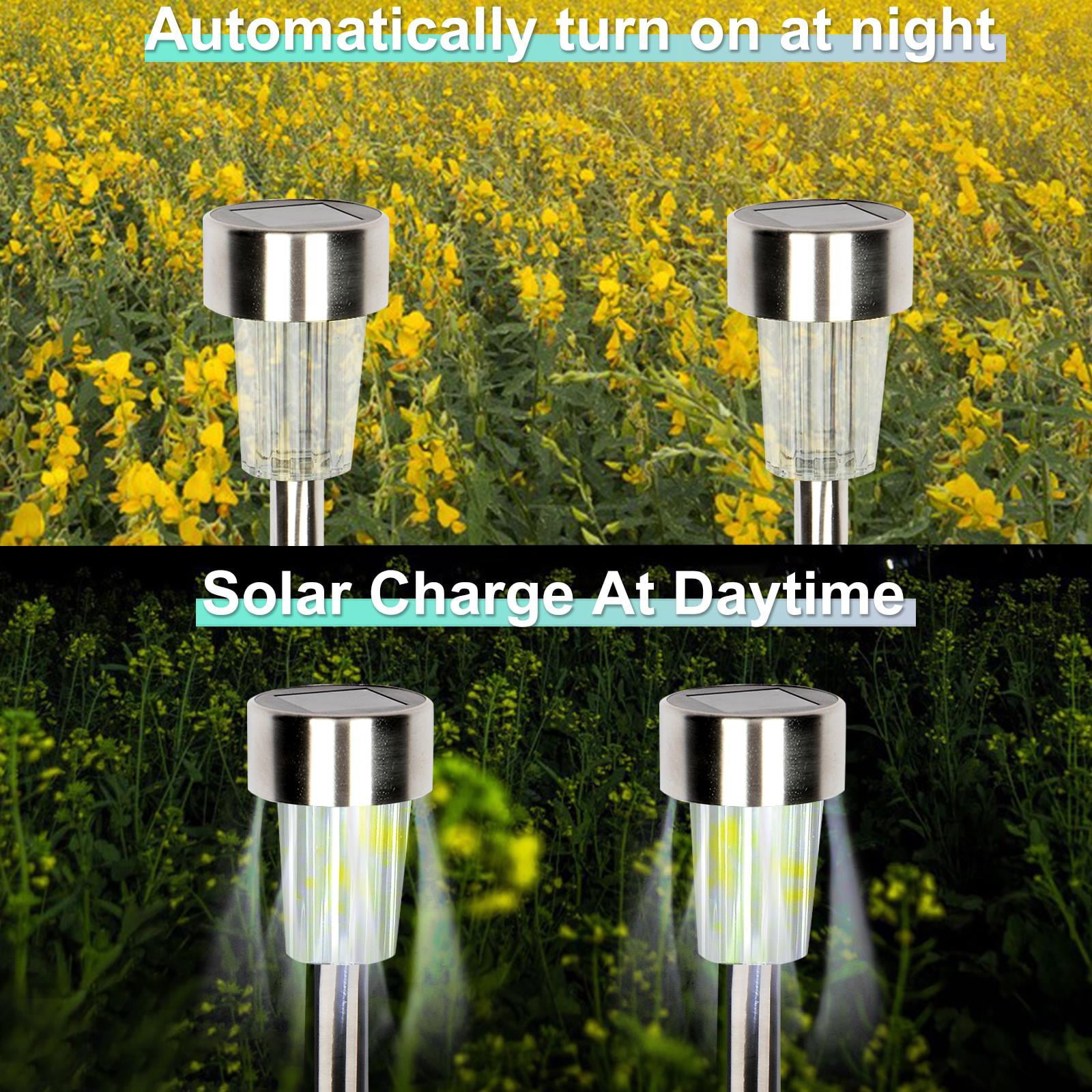 Zimtown 24pcs 5W Garden High Brightness Solar Power LED Lawn Lamps W/ Lampshades Stailess Steel