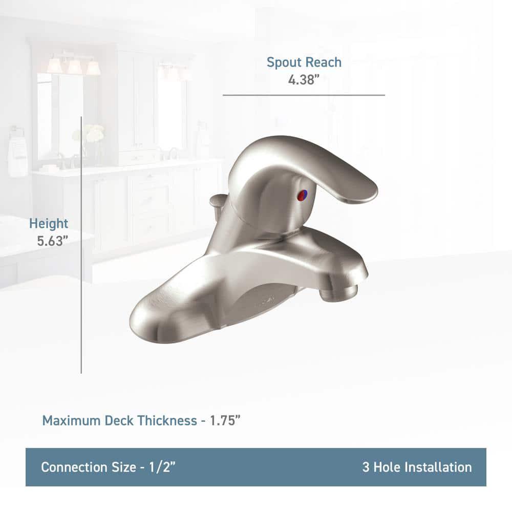 MOEN Adler 4 in Centerset SingleHandle LowArc Bathroom Faucet in Spot Resist Brushed Nickel