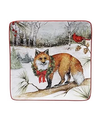 Certified International Winter Forest 4 Piece Dessert Plate