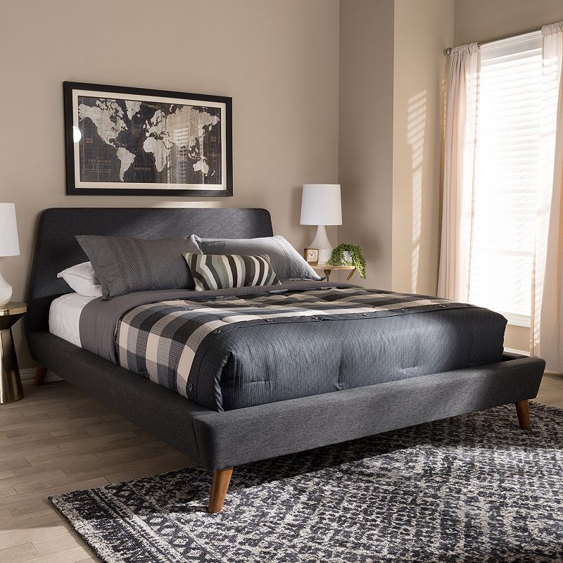 Baxton Studio Sinclaire Dark Grey Queen Bed