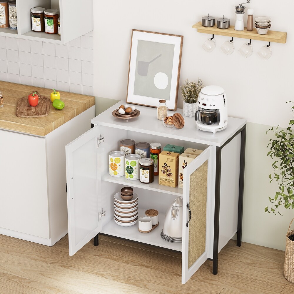 Rati Buffet Cabinet Modern Rattan Sideboard Kitchen Storage with Door Cupboard for Dining Room   15.76\