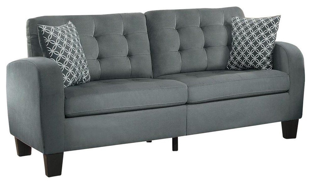 2 Piece Sigmond Casual Button Tufted Sofa and Love Seat  Gray Fabric   Transitional   Living Room Furniture Sets   by AMOC  Houzz