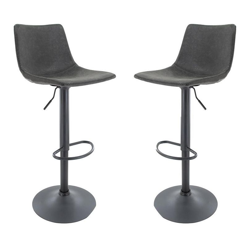 LeisureMod Tilbury Modern Adjustable Bar Stool With Footrest and 360-Degree Swivel Set of 2