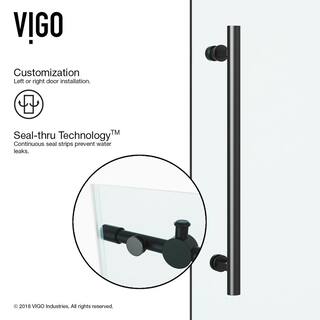 VIGO Elan 56 to 60 in. W x 66 in. H Sliding Frameless Tub Door in Matte Black with 38 in. (10mm) Clear Glass VG6041MBCL6066