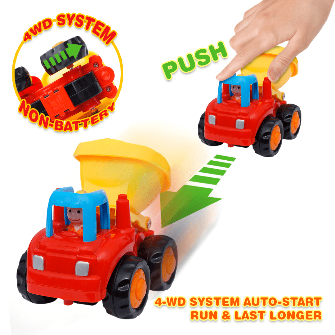 Friction Powered Cars Push and Go Toys Car Construction Vehicles Toys Set for Boys Baby Toddlers Kids Gift