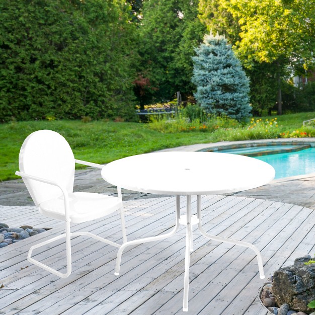 Outdoor Round Retro Metal Tulip Dining Table White