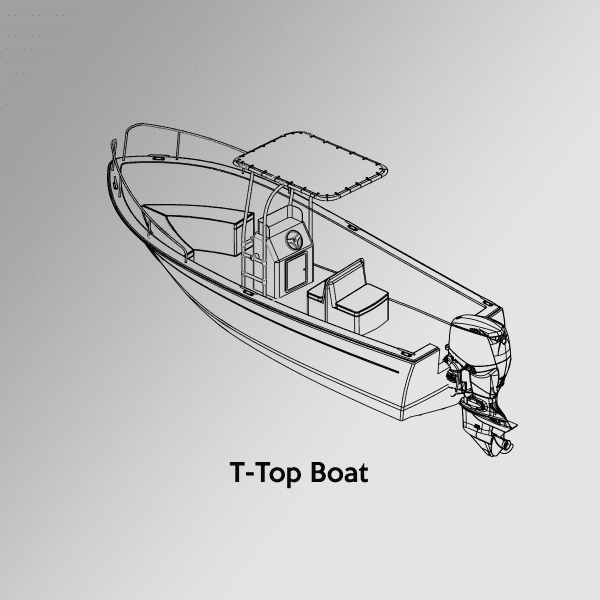 Oceansouth Boat Cover for T-Top Boat - 26ft7in to 27ft6in - 120in Width - Waterproof - Sun Protection