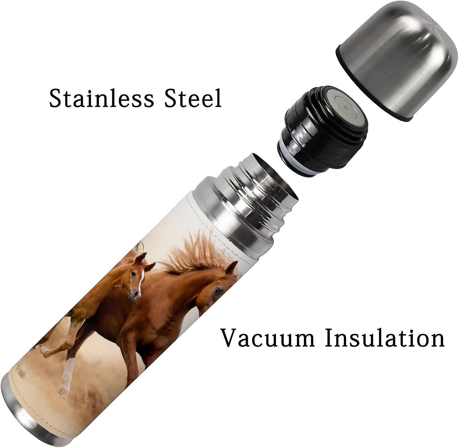 Insulated Mug Stainless Steel Water Bottle Horse Running With Child Outside Vacuum Cup Travel Mug For Office