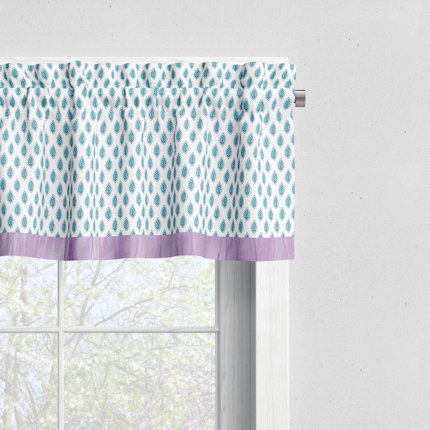 Bacati Isabella Leaves Aqua lilac purple Window Valance