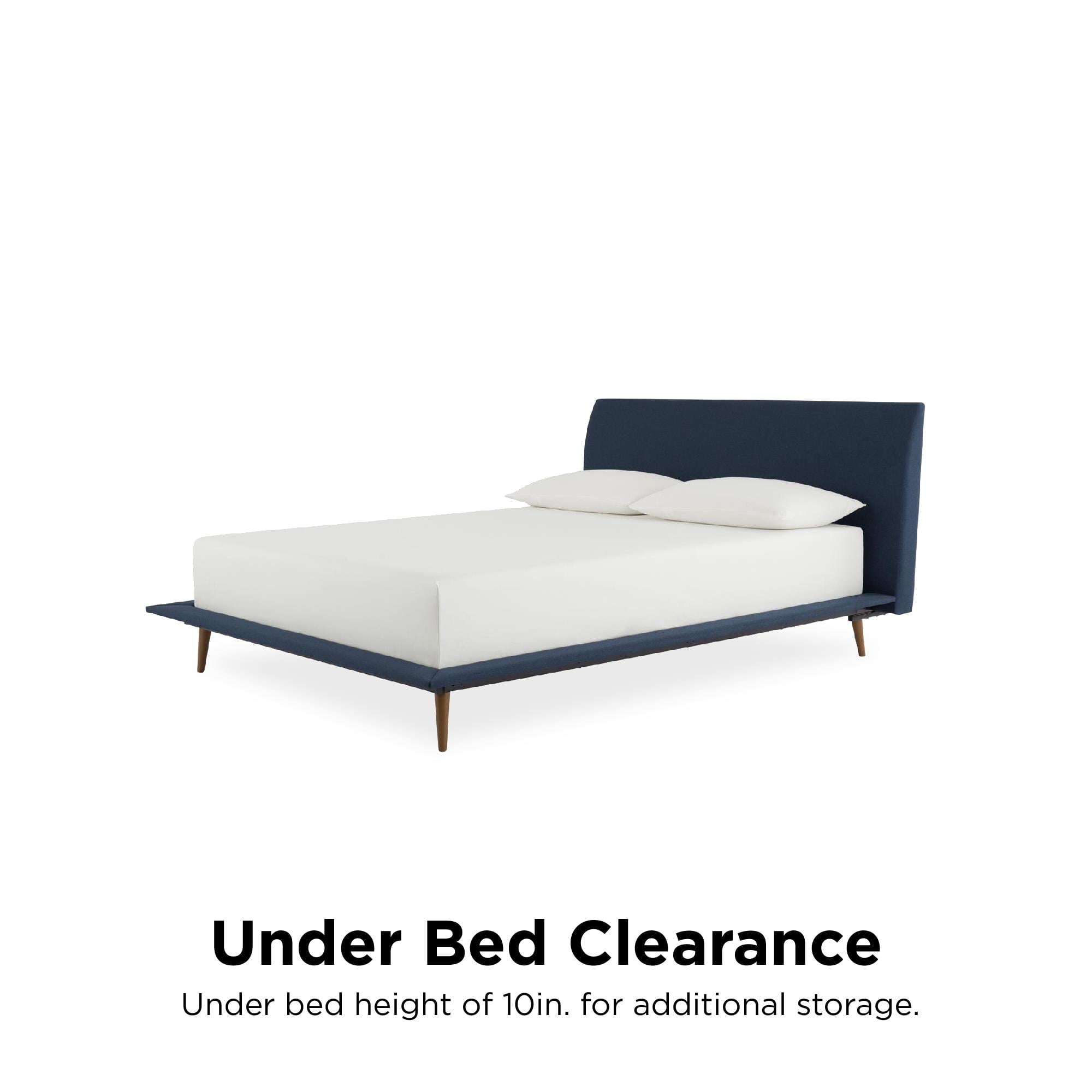 Better Homes & Gardens Flynn Mid Century Bed, Platform Frame, Queen, Blue Linen