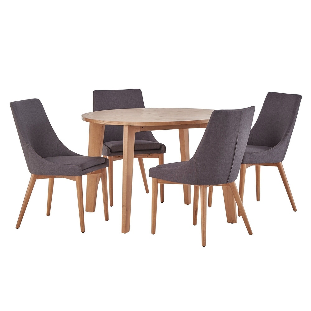 Sasha Oak Angled Leg Round 5 piece Dining Set iNSPIRE Q Modern