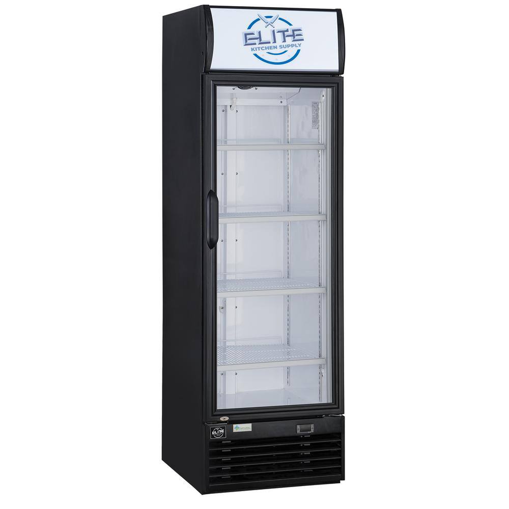 Elite Kitchen Supply 14.7 cu. ft. Commercial Display Cooler Refrigerator with Glass Door in Black EKS-ESM16R