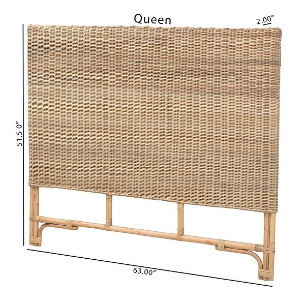 Cantara Modern Bohemian Natural Rattan Queen Size Standalone Headboard - - 36118439