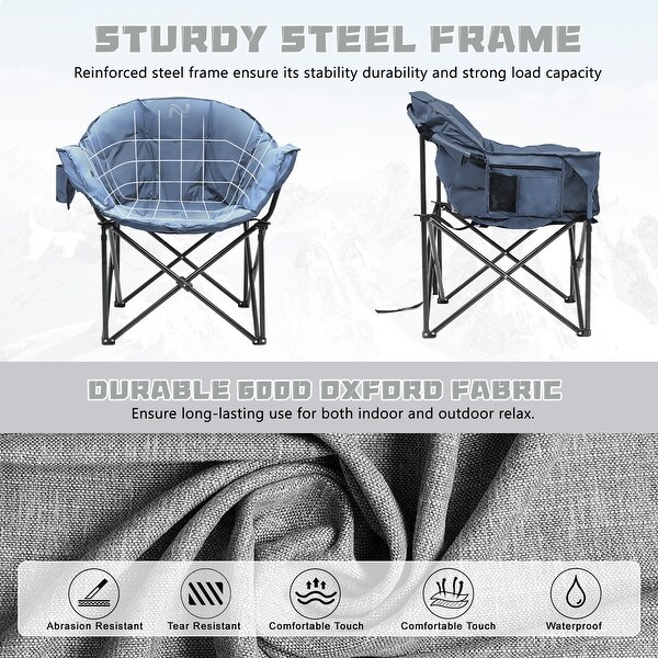 DoCred Oversized Camping Chair，Fully Padded Folding Moon Chair