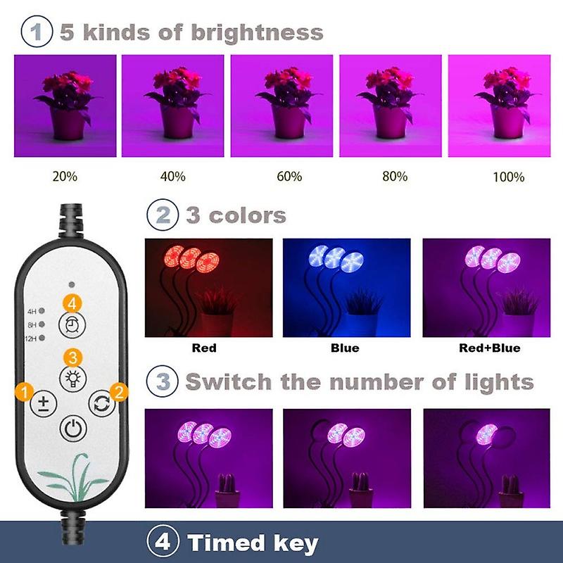 1pc 15w 30w 45w Usb Dimming Led Grow Light Full Spectrum Led Plant Lamp Desktop Plant Growth Lights For Indoor Vegetable Flower