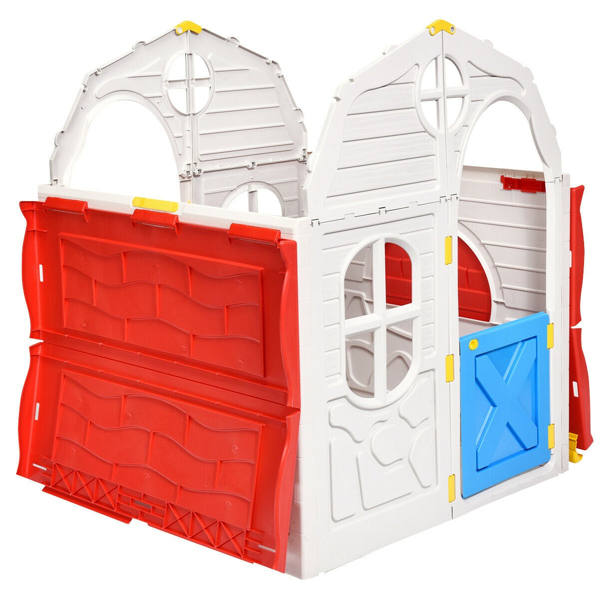 Costzon Kids Foldable Playhouse, Portable Game Cottage with Windows, Door