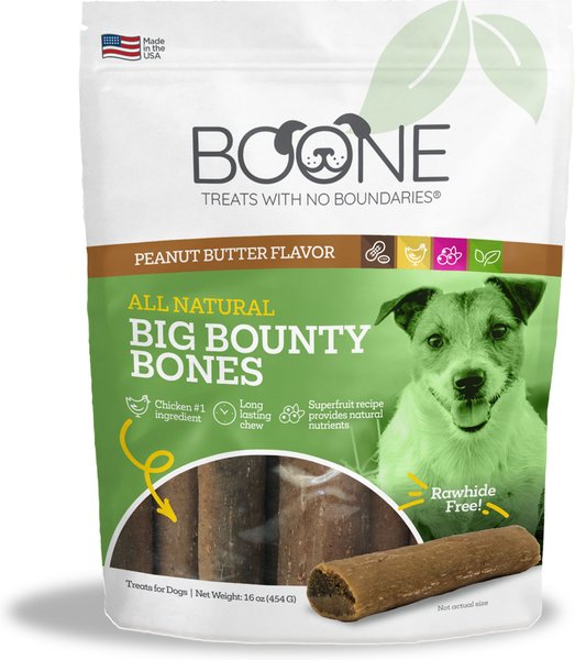 Boone Bounty Big Bones Peanut Butter Flavor Dog Treats， 16-oz abg