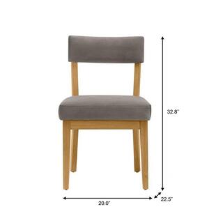 Home Decorators Collection Modern Gray Velvet Upholstered Dining Chairs with Sandy Oak Wood Accents (Set of 2) KW-583360