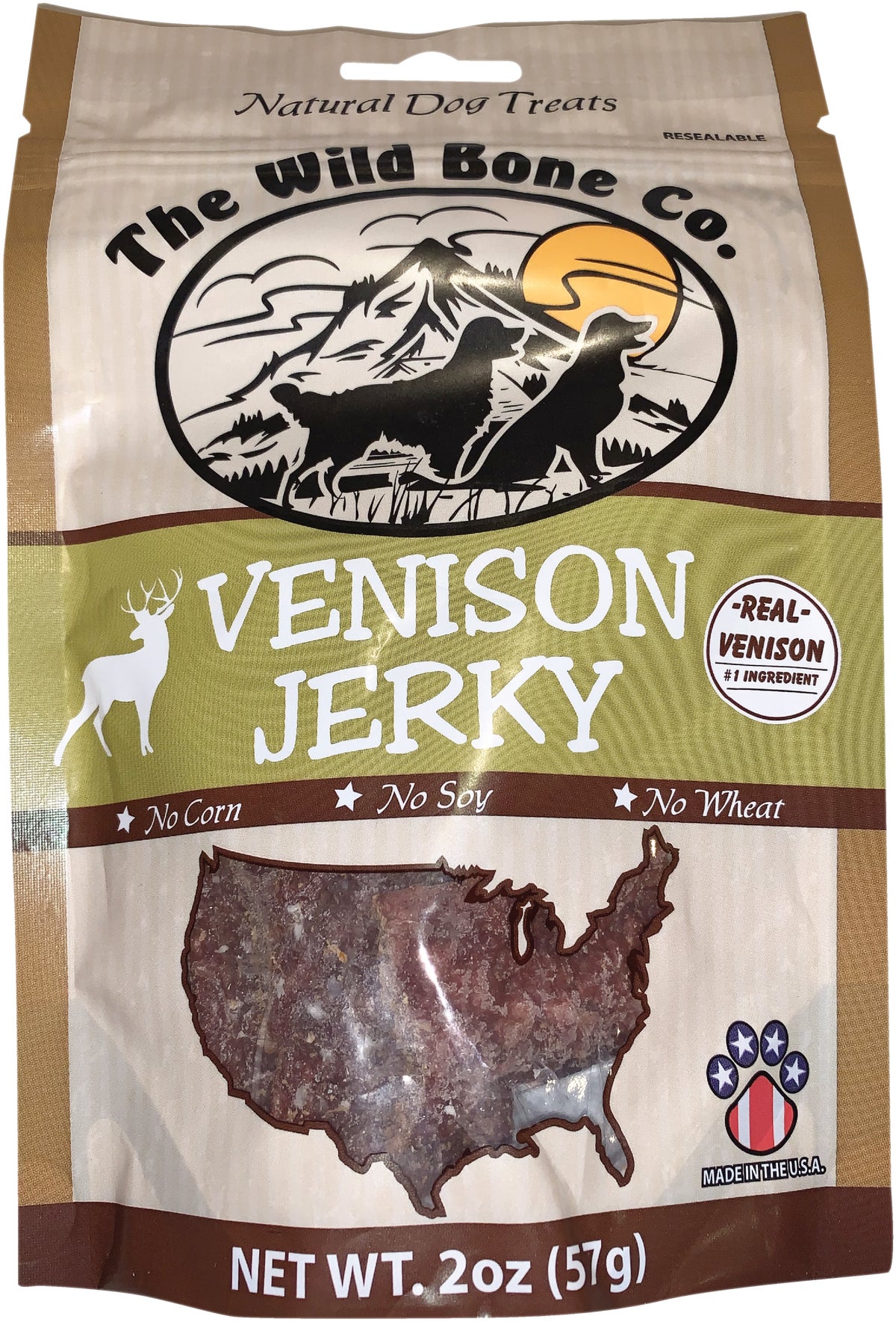 The Wild Bone Company Venison Jerky Dog Treat 2 Oz.