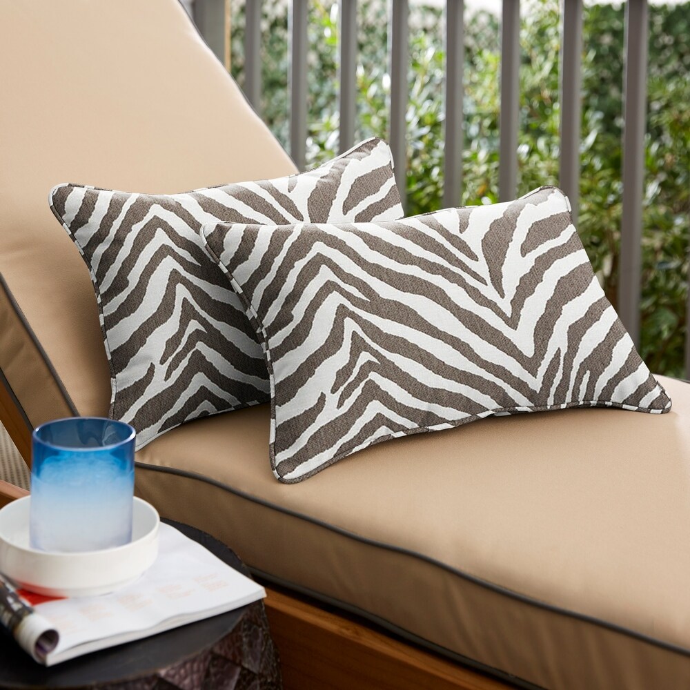 Sunbrella Grey Zebra Indoor/Outdoor Pillows  Set of 2  Corded