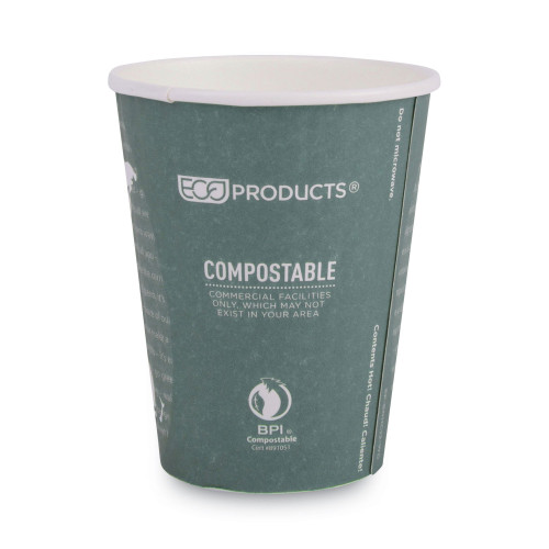 Eco-Products World Art Renewable and Compostable Insulated Hot Cups， PLA， 12 oz， 40/Packs， 15 Packs/Carton (EPBNHC12WD)