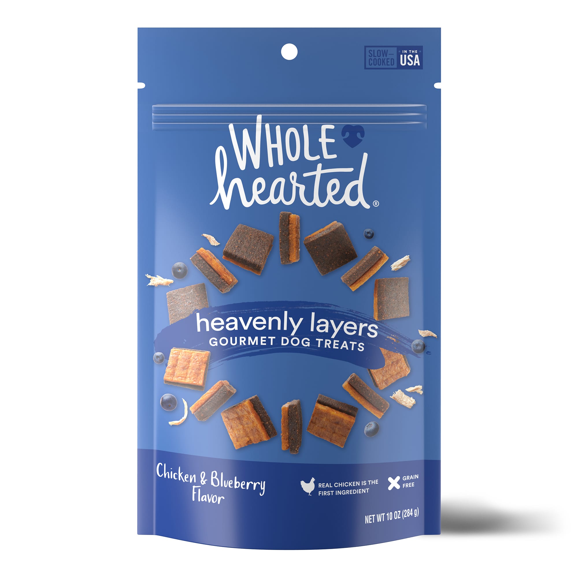 WholeHearted Heavenly Layers Chicken  Blueberry Flavor Gourmet Dog Treats， 10 oz.