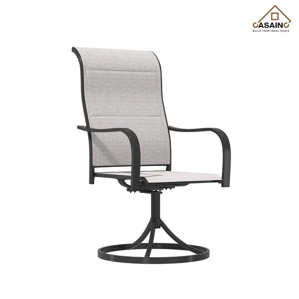 2 Piece Textilene Fabric Iron Frame Swivel Dining Chair