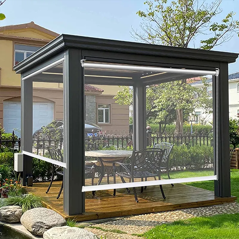 garden supplies pavilion outdoor gazebo coutyard electric awnings arches aluminium pergola with clear shades