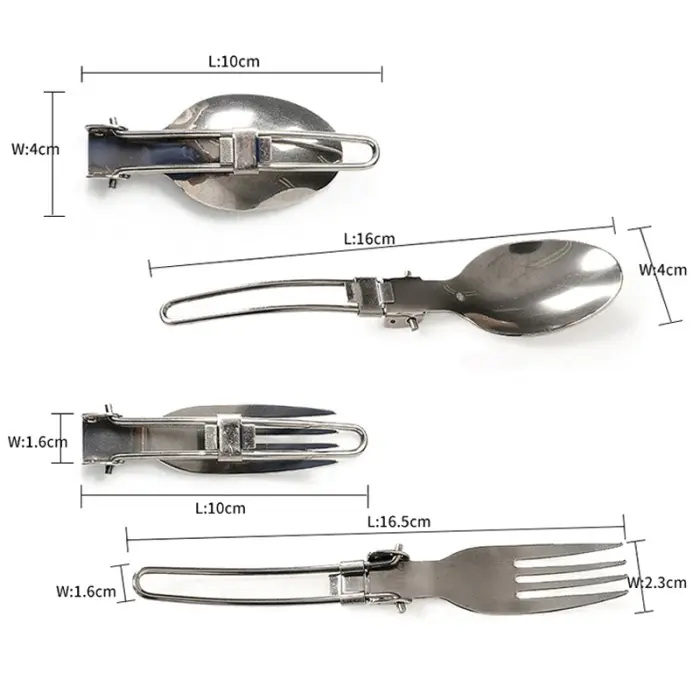 Long Cooker Folding Knife Spoon Stainless Steel Cutlery Set Combination Fork and Fork Cutlery Cutlery Tableware Picnic Camp