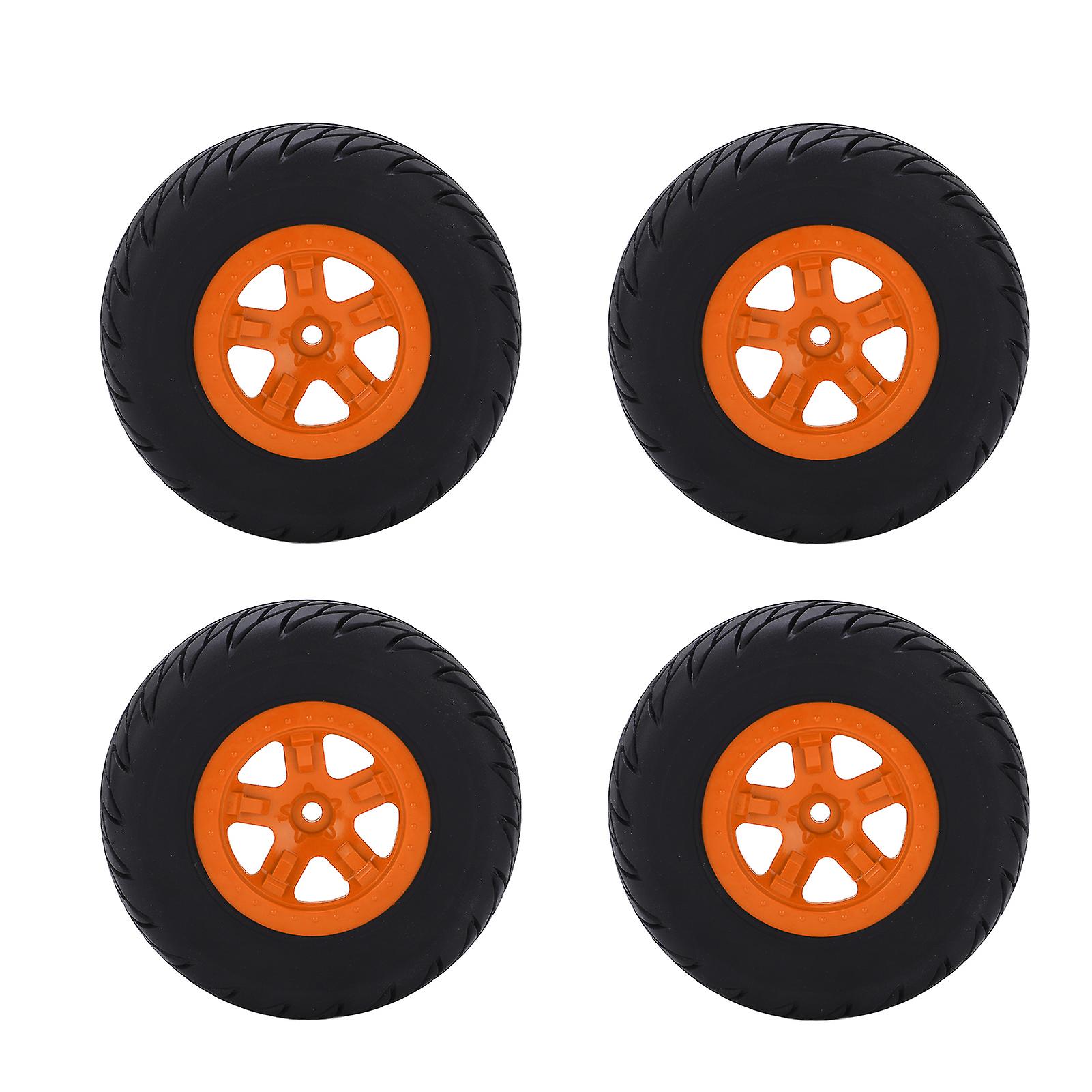 4pcs Rc Car Rubber Tires Wheel Rim Set Rc Car Rubber Tires For 1/10 Short Course Truckorange