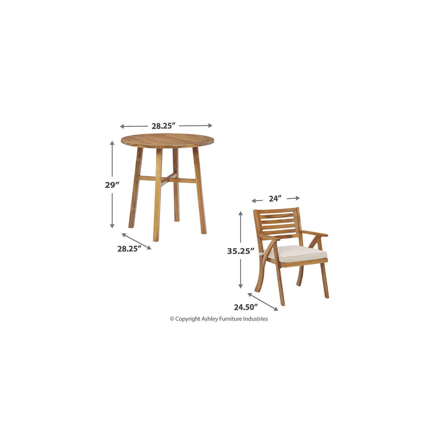 Signature Design by Ashley Vallerie 3 pc Teak Wood Bistro Set Beige