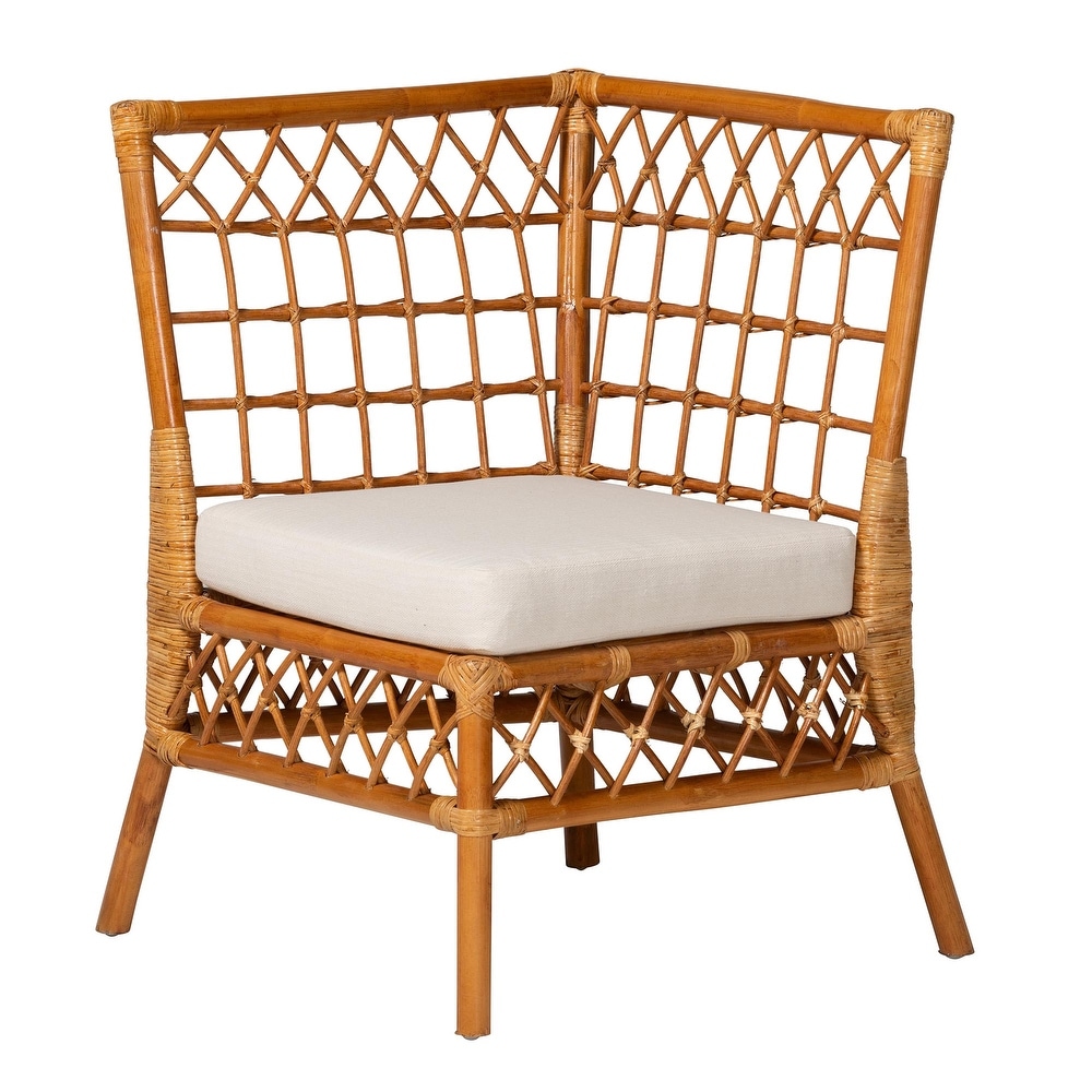 Capella Modern Bohemian Honey Rattan 3 Piece Dining Nook Banquette Set