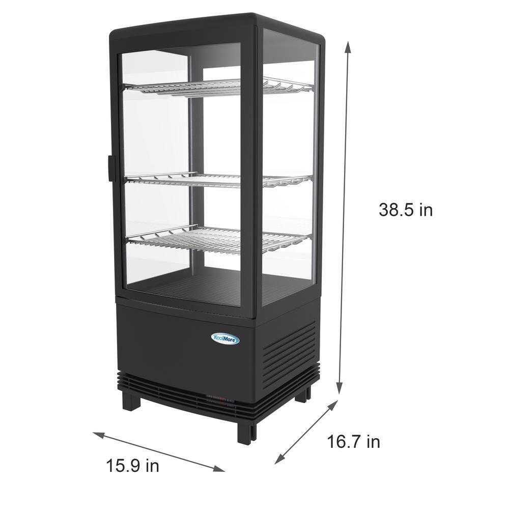 Koolmore 16 in. W 3 cu. Ft. Countertop Commercial Refrigerator Glass Display Beverage Cooler in Black KT17-3B