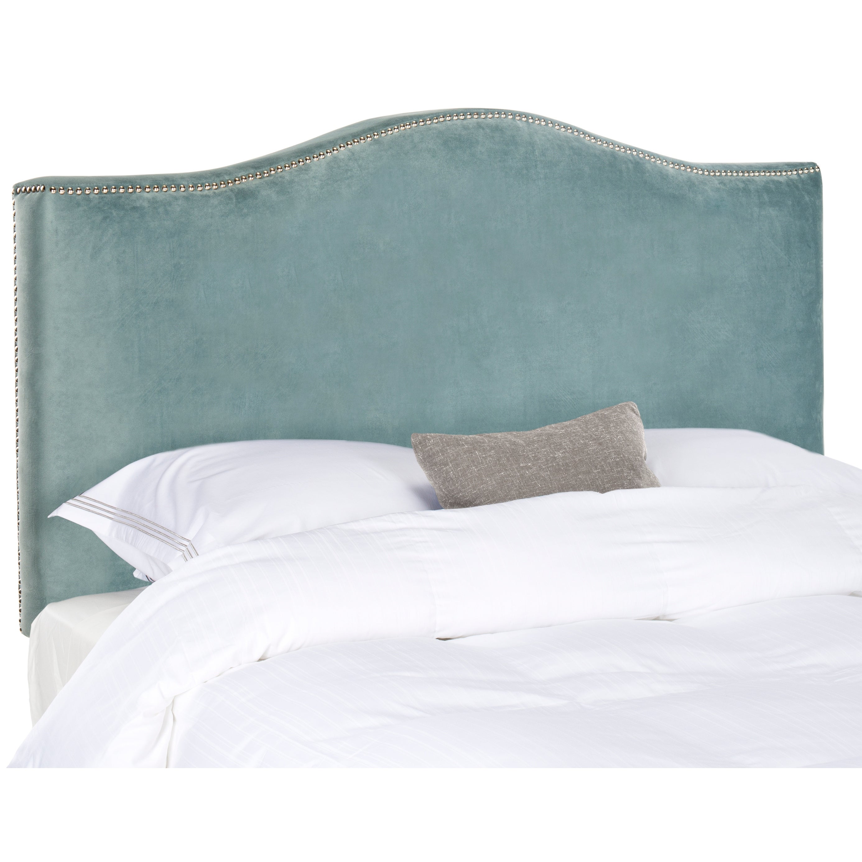 SAFAVIEH Jeneve Wedgwood Blue Velvet Upholstered Headboard - Silver Nailhead (King) - - 11098611