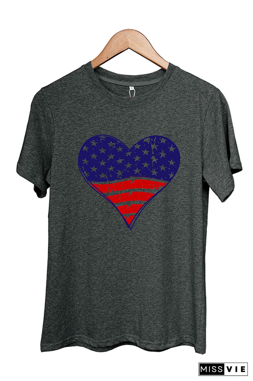 Patriotic Grunge Heart Graphic T-Shirt Wholesale