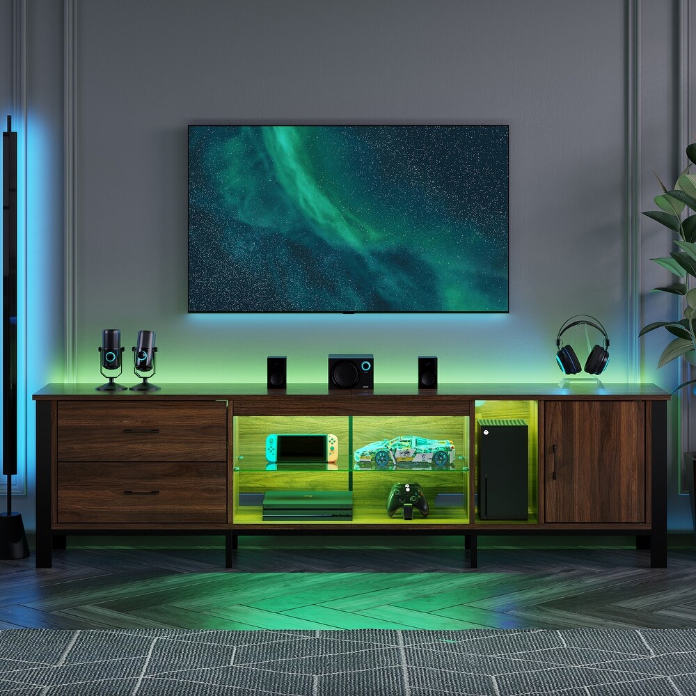 Modern TV Stands for 75/ 80/ 85 inch TV with 2 Drawers   80 inches