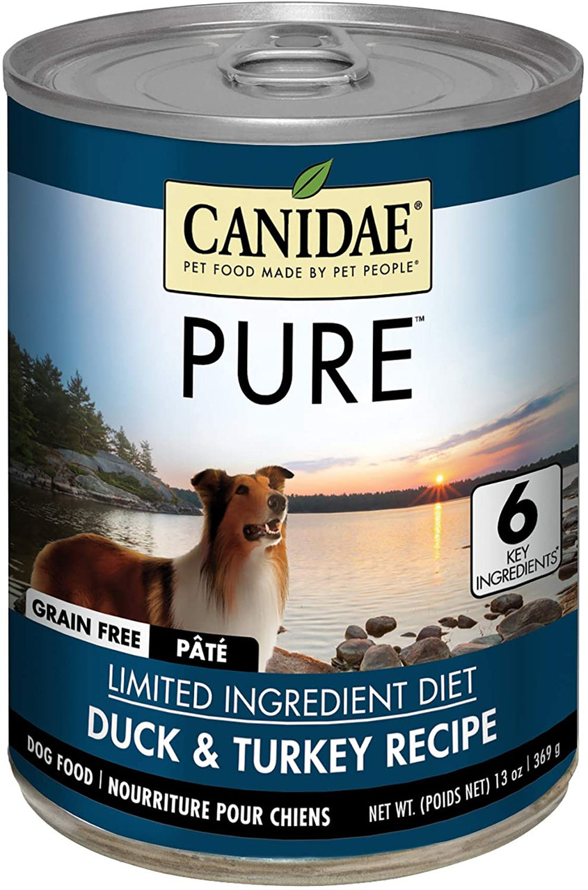 Canidae PURE Grain Free Duck and Turkey Pate Wet Dog Food， 13oz. Can