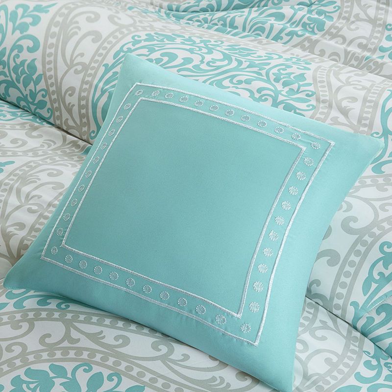 4-piece Damask Print Embroidered Cotton Comforter Set